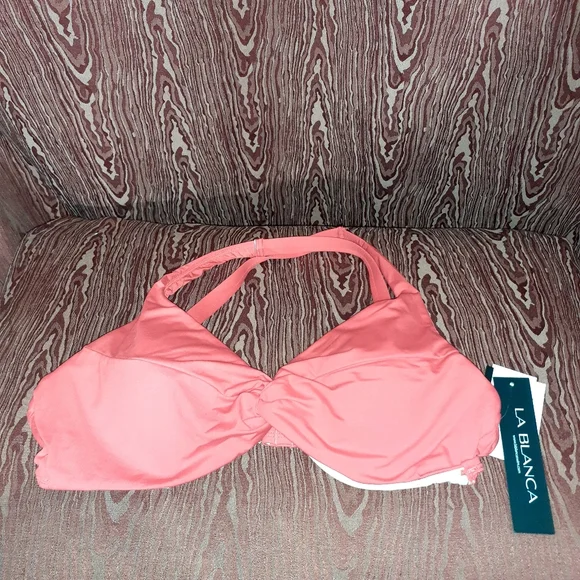 NORDSTROM BIKINI TOP REDISH CROSS BACK OR SHOULDERS WIRED SOLID NWT